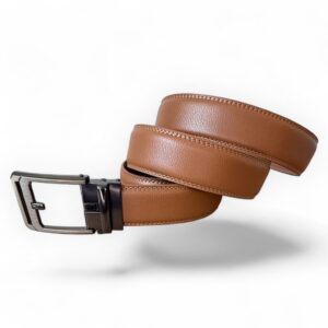 Cognac leren riem zonder gaatjes – Automatische gesp