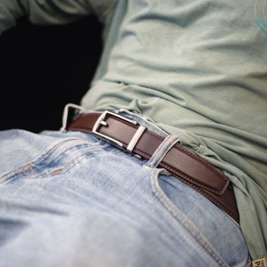 bruine leren riem heren – Automatische gesp