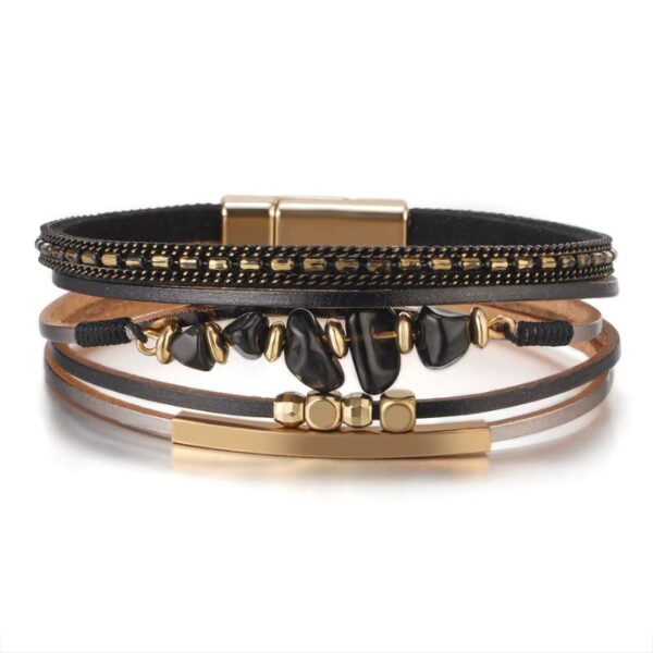Boho damesarmband – Zwart & Goud