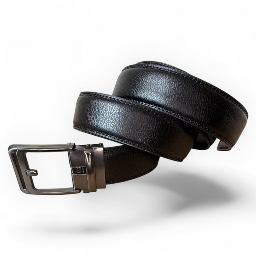 Blauwe leren riem zonder gaatjes – Automatische gesp