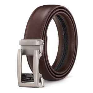 Donkerbruine Leren Riem Zonder Gaatjes – Automatische Ratchet-Gesp