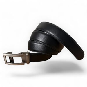 Zwarte Leren Riem Zonder Gaatjes – Automatische Ratchet-Gesp