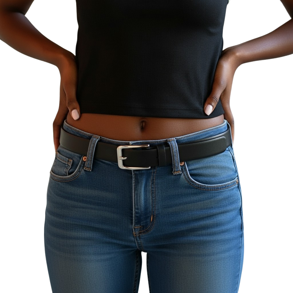 dames riem zwart leer