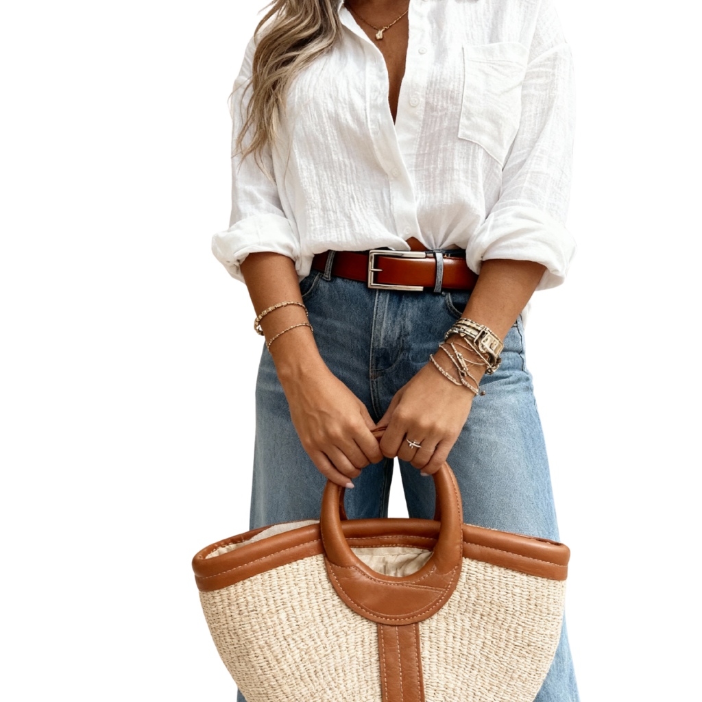 Leren damesriem cognac