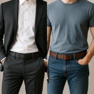 Van pak tot jeans: de veelzijdigheid van riemen zonder gaatjes