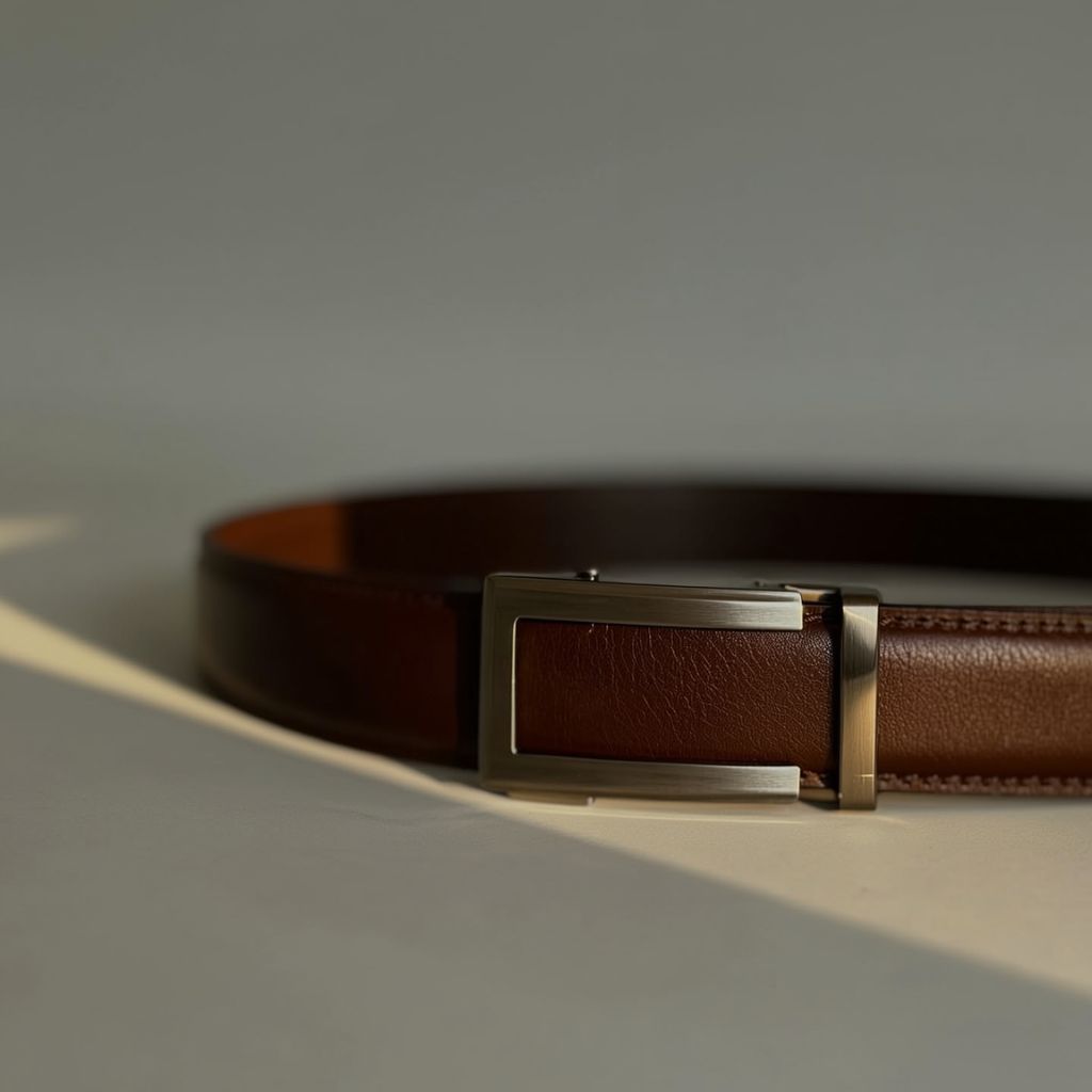 Bruine riem zonder gaatjes heren