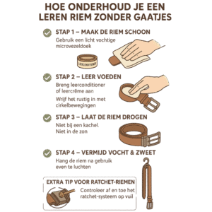 Hoe onderhoud je een leren riem zonder gaatjes?