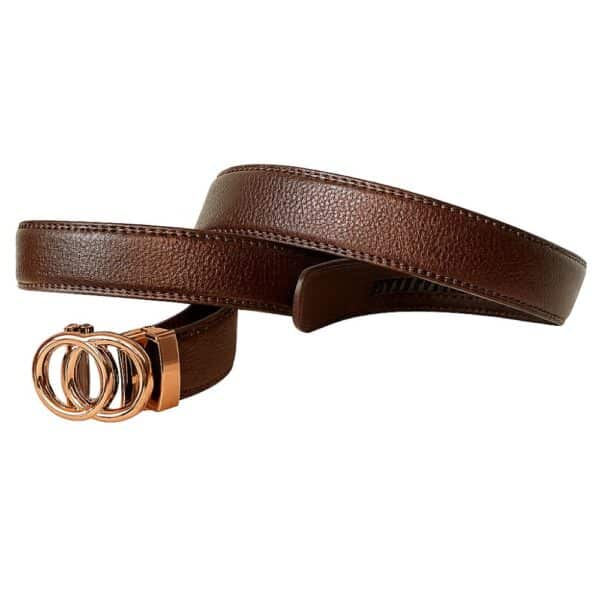 Damesriem zonder gaatjes Bruin leer – elegante gesp