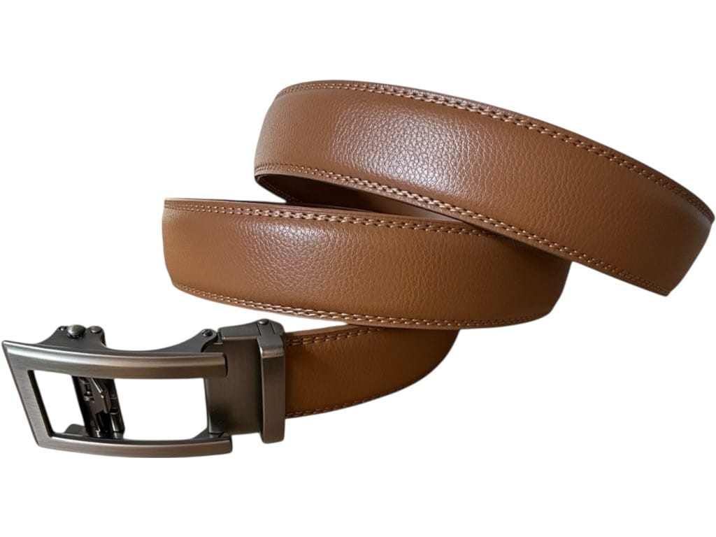 Herenriem zonder gaatjes Bruin leer – strakke gesp